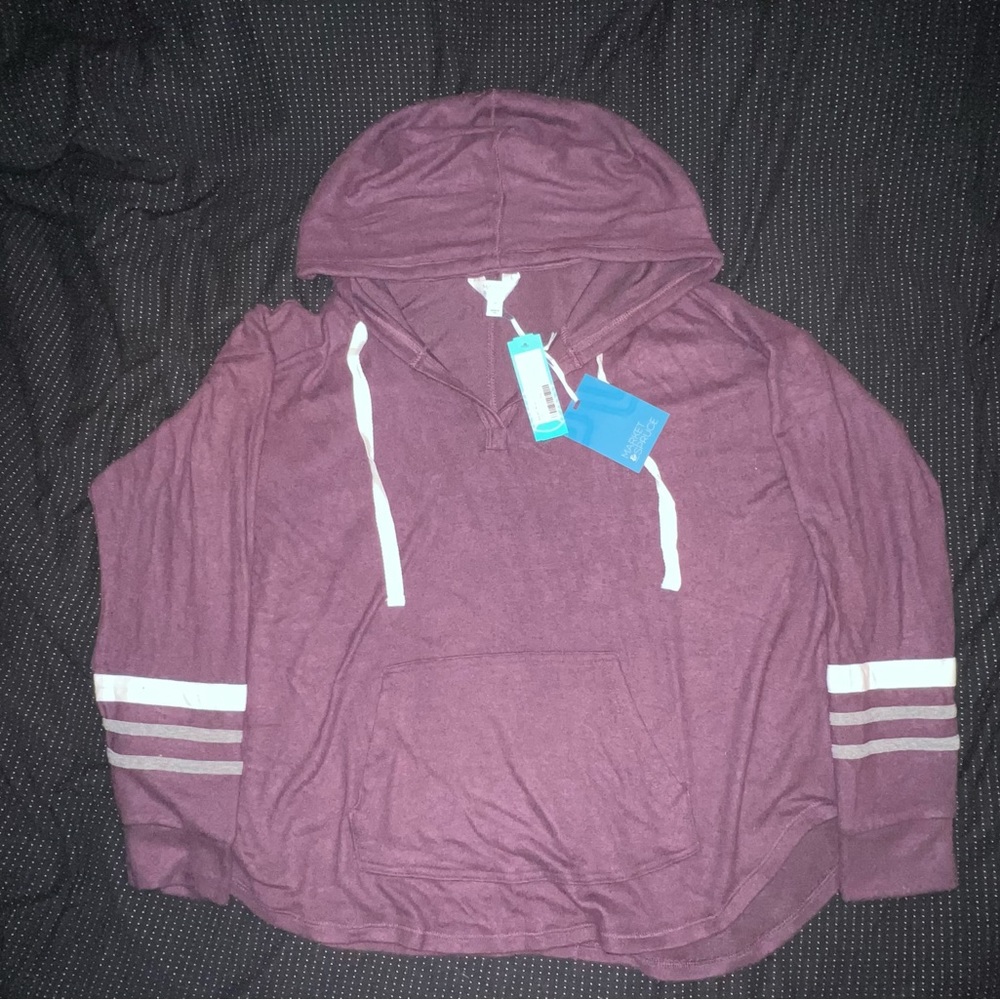 Market & Spruce Dark Purple Knit Hoodie